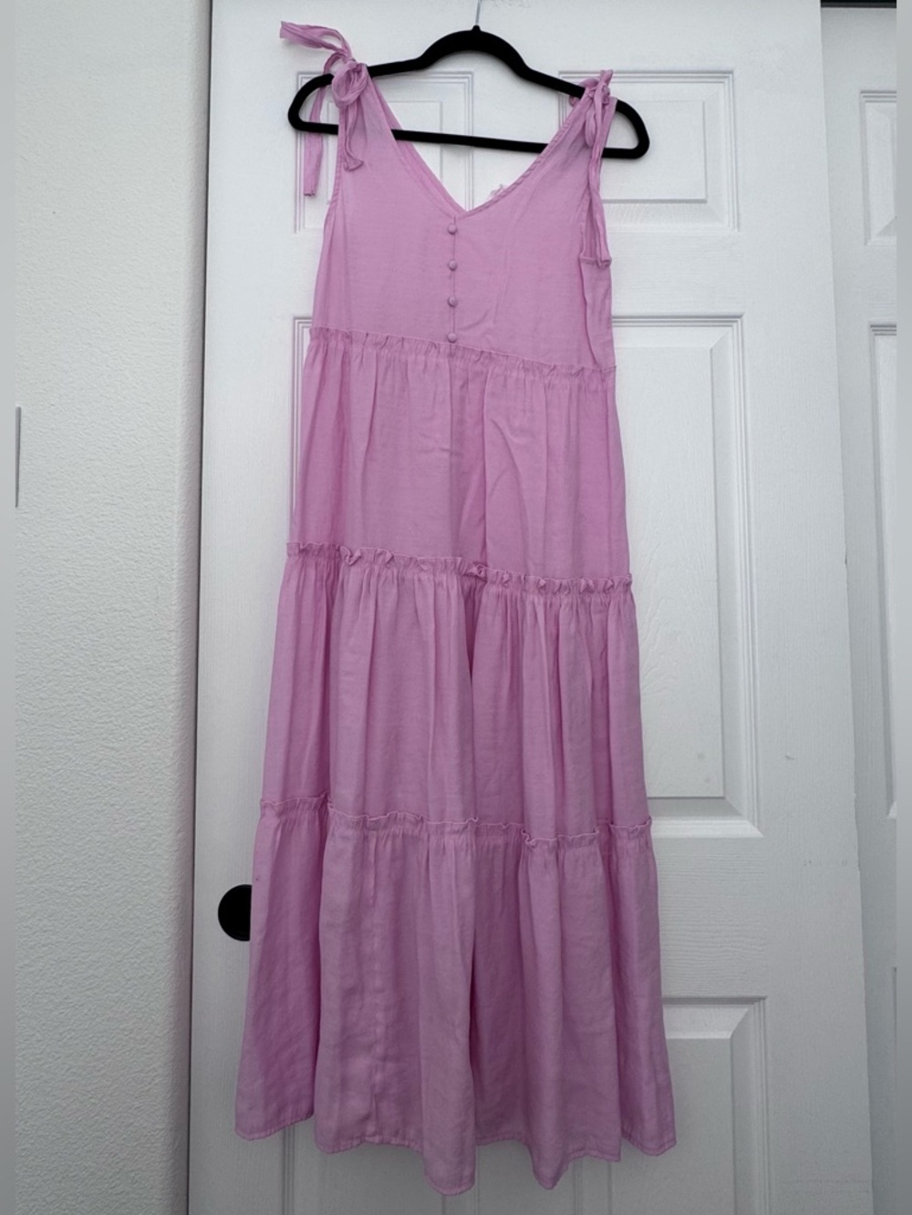 Sleeveless Tie-Shoulder Maxi Dress in Light Pink